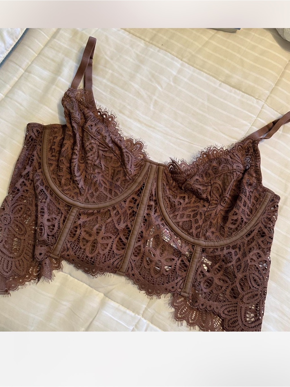 Anthropologie Chocolate Brown Lace Bustier